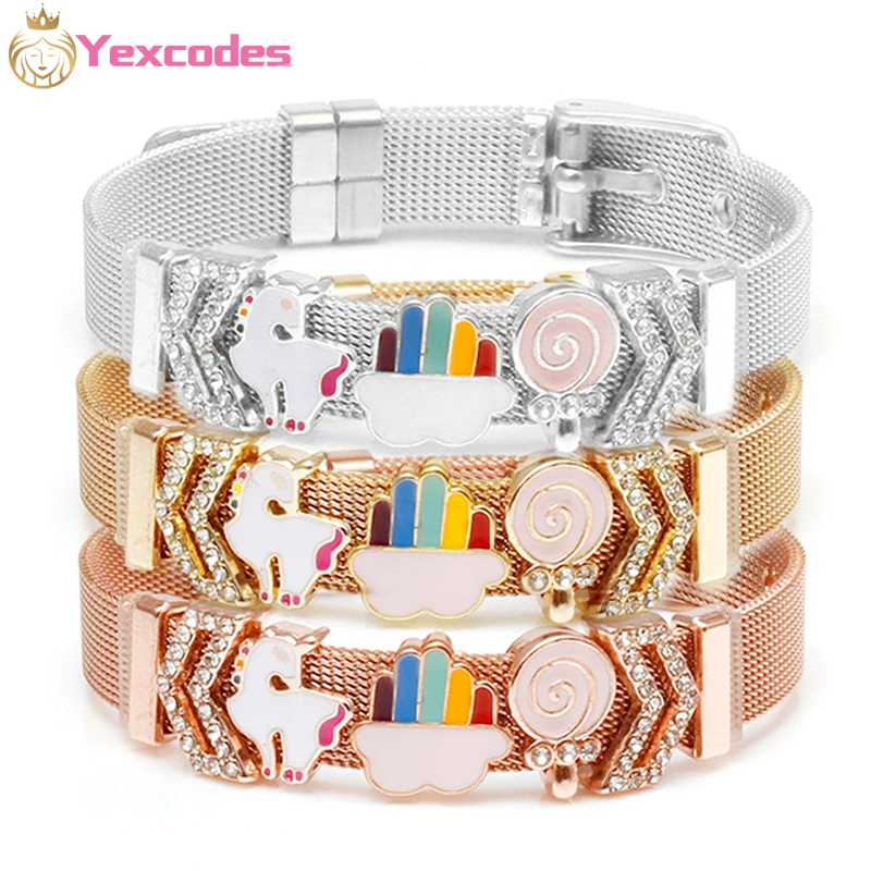 

Yexcodes Mens Womens Simple 22*1cm Stainless Steel DIY color Brand Bracelets for Women Unisex Wrist Jewelry Gifts