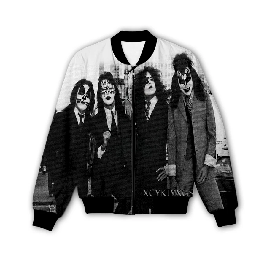 Phechion New Creative Men/Women's Kiss Rock Band 3D Printed Jacket Fashion Streetwear Men Loose Sporting Jacket & Coat M96