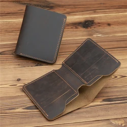 1056 Cow Leather Men Wallets with Coin Pocket Vintage Male Purse Function Brown Genuine Leather Men Wallet with Card Holders