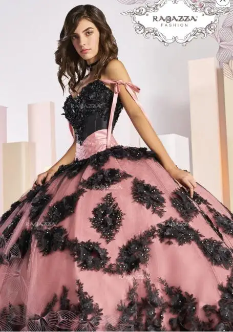 Vestido de baile con cuentas, quinceañera, escote Corazón, apliques, dulce 16, satén, tren de barrido, lentejuelas, baile de máscaras