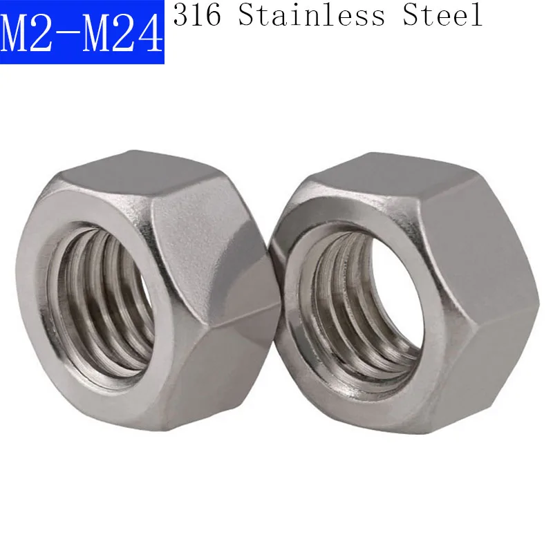 M2 M2.5 M3 M4 M5 M8 M10 M12 M14 M16 M18 M20 M22 M24 DIN 934 316 шестигранные гайки из нержавеющей стали для винтов болтов A4 -70