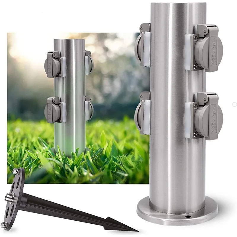 

Outdoor Socket 3680W 16A 4 EU Sockets Waterproof Energy Column Socket Column Spike for Garden décor Lawn Mower Electrical outlet