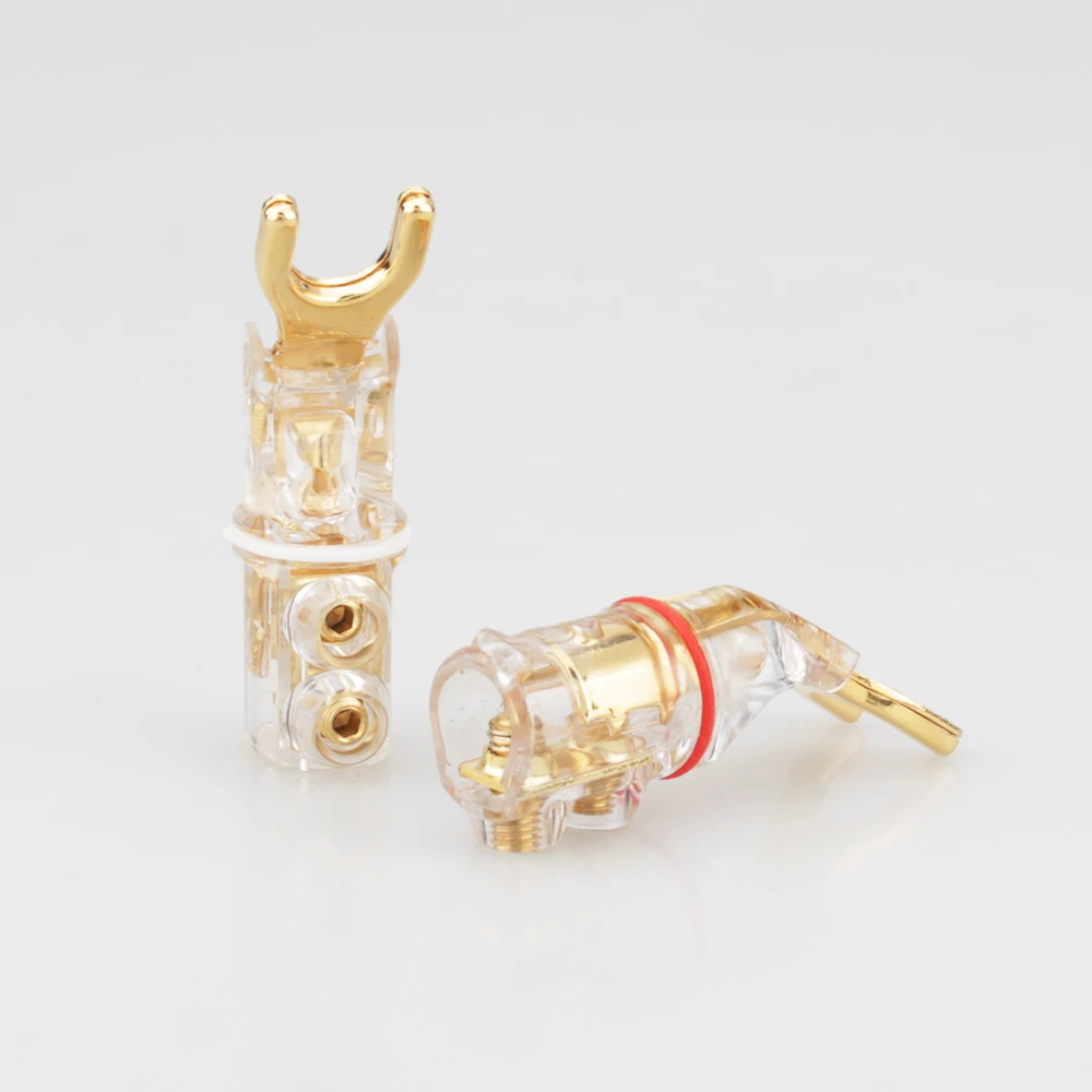 Conector de Audio Hifi Y pala, Conector de Terminal de enchufe para Cable de altavoz, estilo WBT, SY1524, 4 piezas