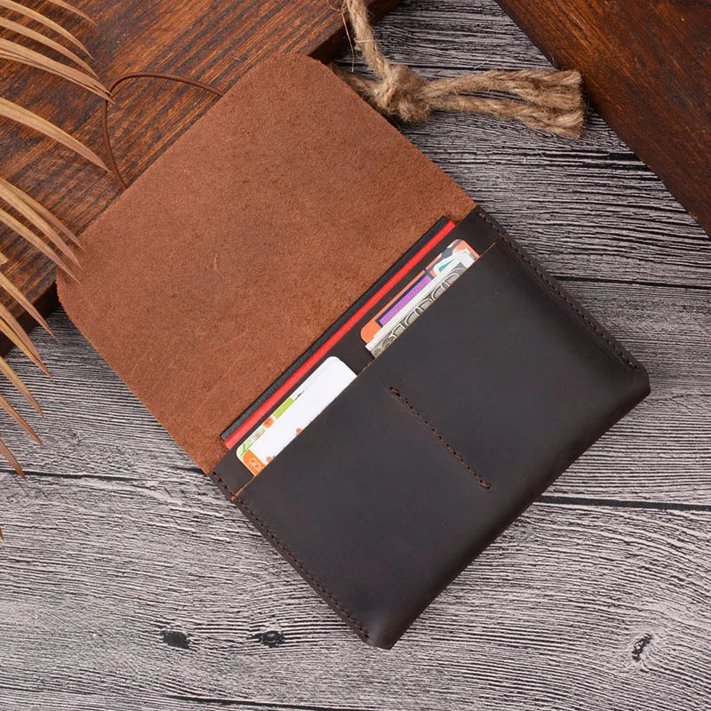 New Style Passport Cover Men Crazy Horse Leather Handmade Vintage Passport Bag Women Retro 100% Cowskin ID Credit Card Wallets