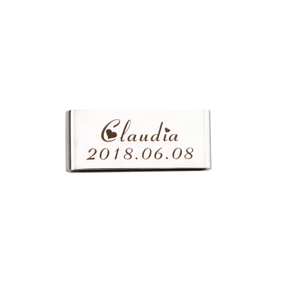 MaiLun 10 Stück gravierbare rechteckige Perlen, 9 x 22 mm, blanko, Edelstahl, rechteckige Perlen, Lochgröße 3 x 20 mm, Armbandperlen, Uhrenperlen – Detail 2