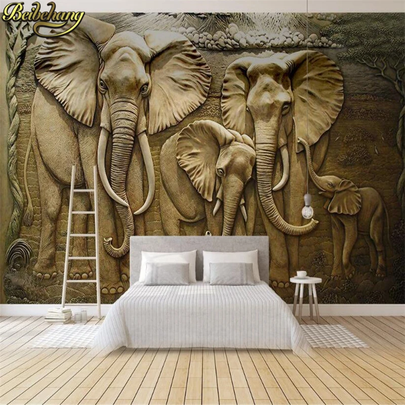 custom photo art mural animal wallpaper Tropical 3D wall landscape decorative Southeast jungle elephant wallpapers TV background