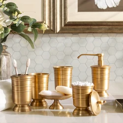 Golden Retro Copper Bathroom Set American Style Brushed Brass Toothbrush Holder Kit Bathroom