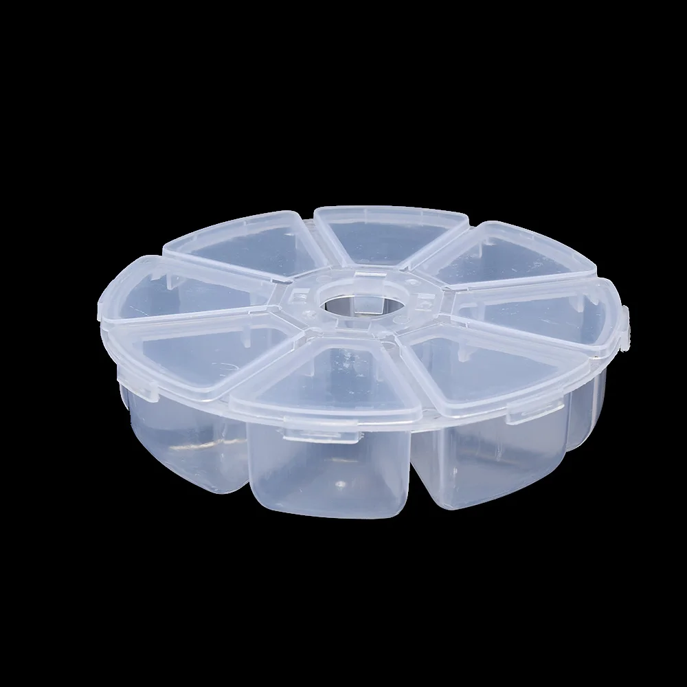 Round 8 Compartment Storage Box Transparent PP Plastic Box Fishhook Box Jewelry Accessories Bead Packaging Small Storage Box