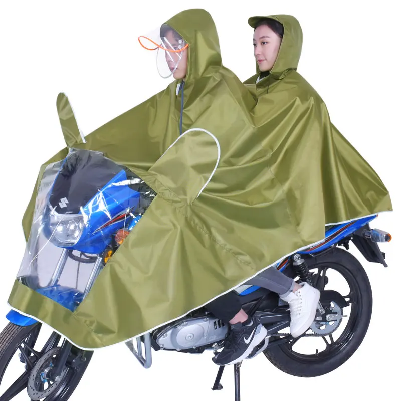 Raincoat Double Electric Motorcycle Poncho Thick Canvas Mask Waterproof Men Battery Car Poncho Rain Coat Women Rainwear