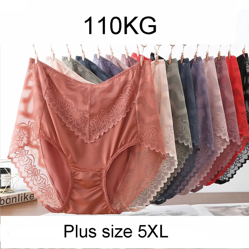 BS34 4PCS/Lot Plus Size Women Lingerie Sexy Hollow Out Summer Panties Soft Ice Silk Underwear Female Transparent Lace Briefs