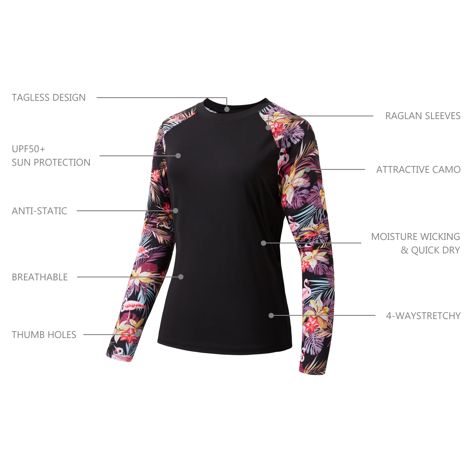 Bassdash Camiseta Protección Solar UPF 50+ Manga Larga Camuflaje Pesca - imagen 2