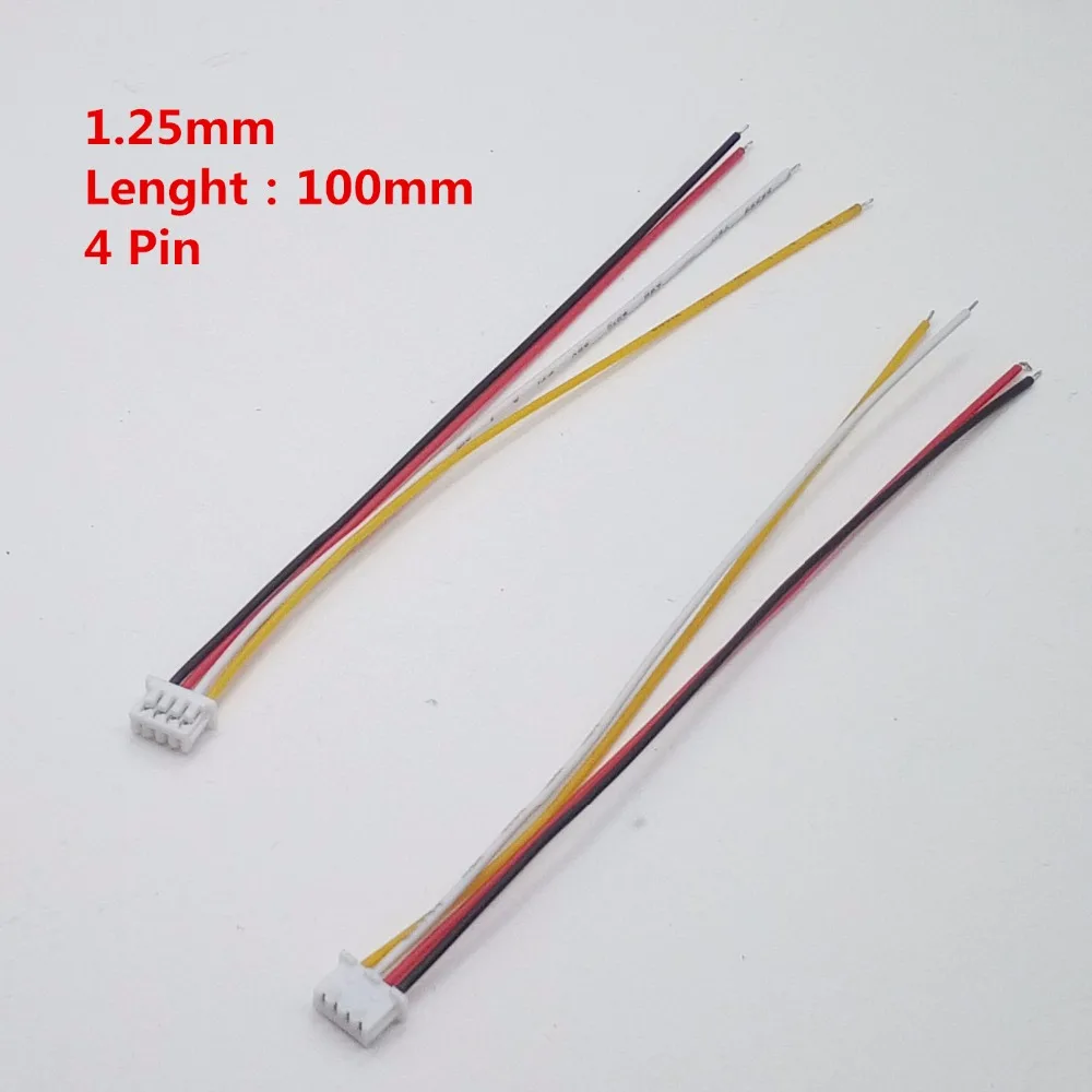 100Pcs/Lot 1.25 Wire Cable Connector JST 2/3/4/5/6/7/8/9/10Pin Electronic Line Single Head Connect Terminal Plug 28AWG 10cm Diy