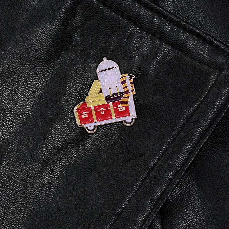 Student\'s luggage cart inspired hard enamel pin witchcraft movie fans must have accessory