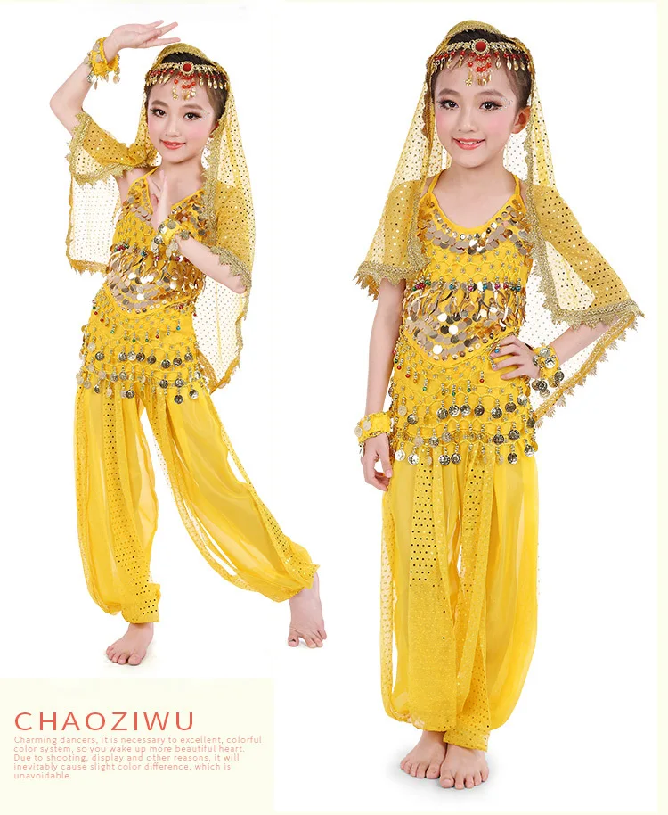 Kids Belly Dance Costumes Set Oriental Dance Indian Dance Children Belly Dance Costume Bollywood Performance Clothes Stage