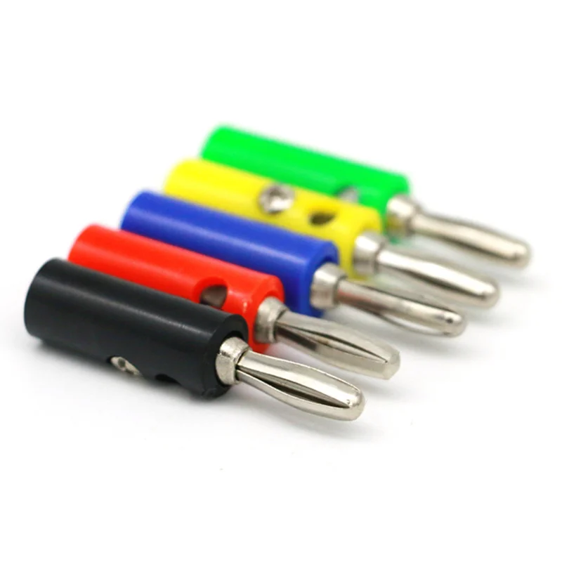 10pcs Banana Plug 4mm Audio Speaker Wire Cable Screw Type Banana Pin DIY Model Connector Black Red Green Yellow Blue