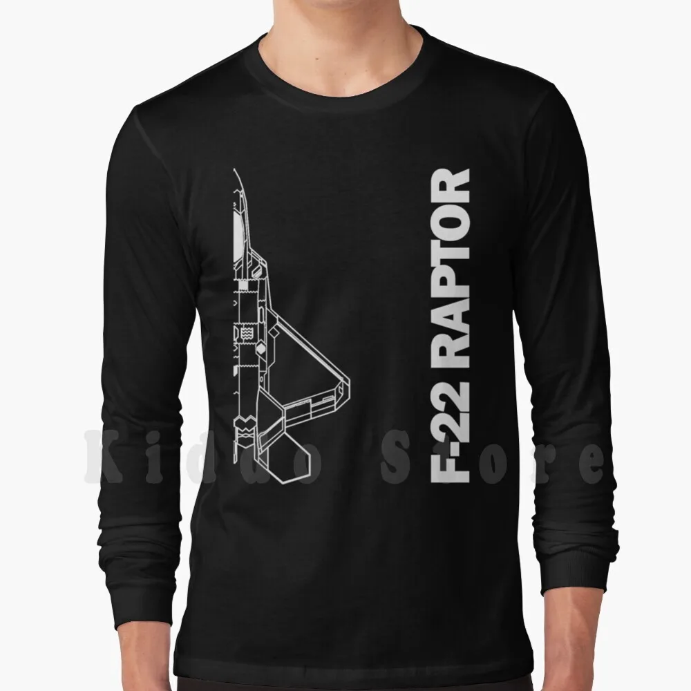 F-22 Raptor Silhouette Top View Hoodie Long Sleeve Lockheed Boeing Pratt And Whitney Prattwhitney F 22 F22