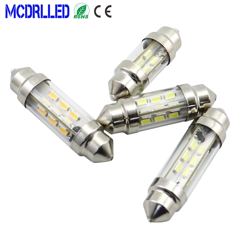 

Mcdrlled Festoon 6V 12V 24V C5w C10w Car Reading LED Boat Light Trunk Lamp 1.5W White 36mm 39mm 42mm Auto Bulbs