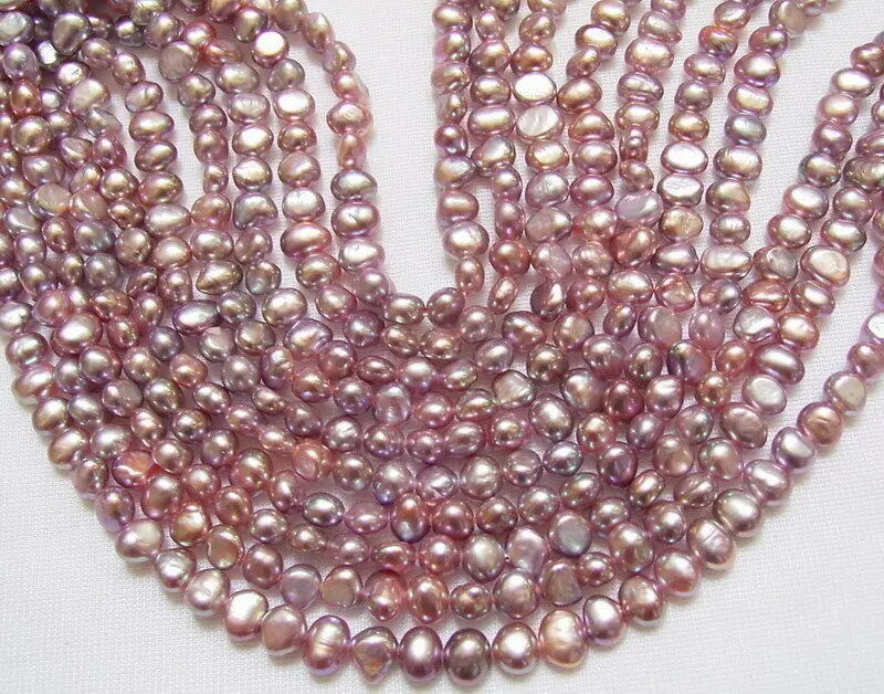 

3 strands Wholesale 5x7mm Purple Potato Pearl Bead 14.5"