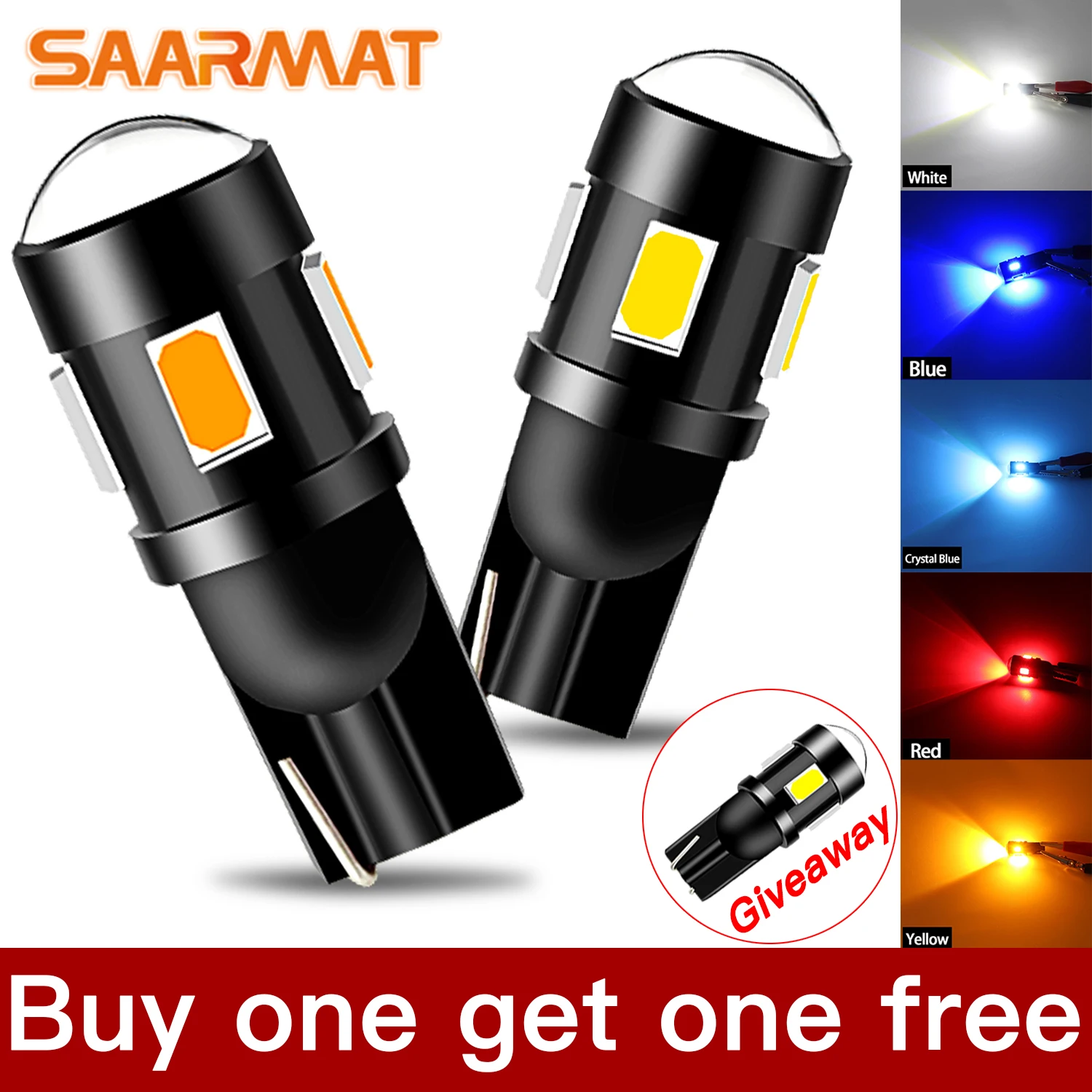 

Buy one get one free 2PC T10 W5W led bulb 12V ice blue Daytime running lights The width light License Plate Light reading light