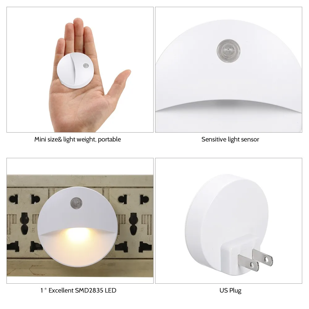 1PCS AC120V 0.5W LED Night Light Beside Lamp with Sensitive Light Sensor Drop shipping