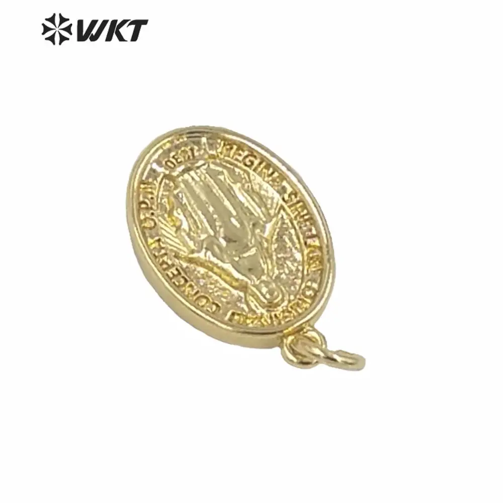 MP162 Wholesale Charming Small Size Coin Pendant Popular Metal Jesus Christ Jewelry Hot Sale Oval Single Loop Gold Color Fashion