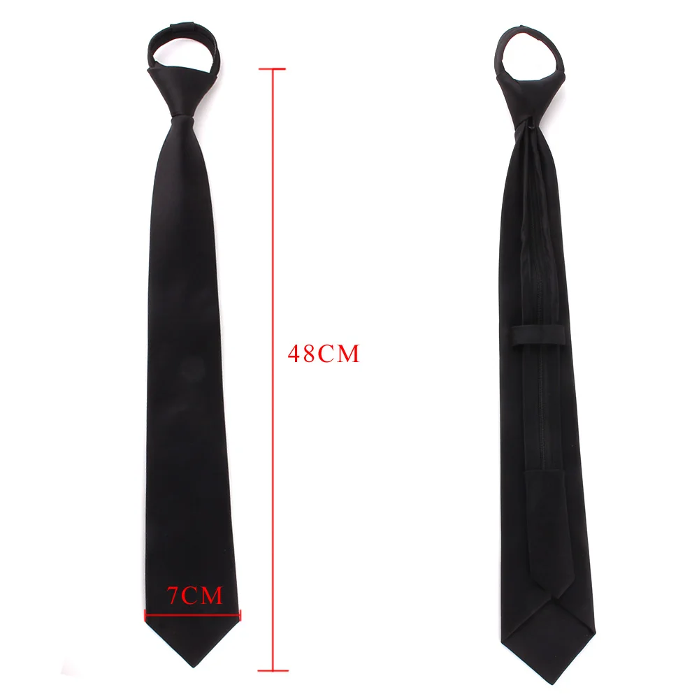 Corbata de cuello negra estrecha para hombre y mujer, corbatas de cuello con cremallera de poliéster, trajes de corbatas clásicas para boda, corbata ajustada para hombre de negocios