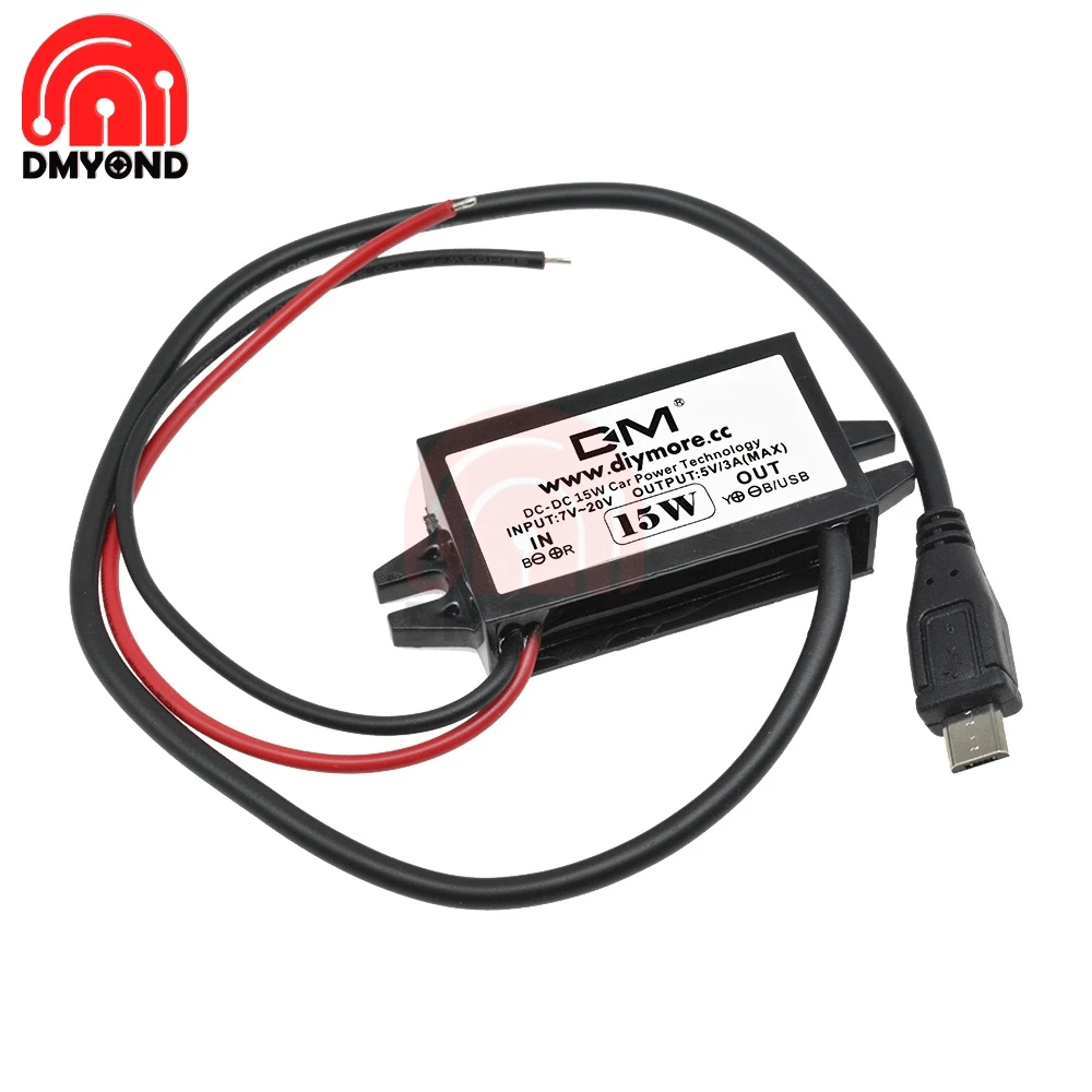 Convertitore DC 12V A 5V USB Con Doppia Porta – Modulo Buck Da 3A 15W Con Cavo 3-in-1 Per Auto E Casa (Impermeabile E Antishock)