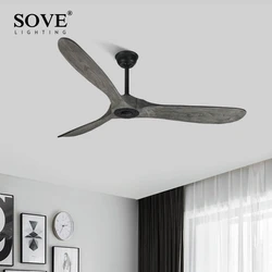 52 Inch Grey Vintage Ceiling Fan Wood Without Light Nordic Wooden Ceiling Fans With Remote Control DC Fan Ventilador De Techo