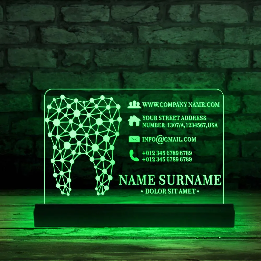 Dental Clinic Nameplate Sign 3D Lamp With LED Advertising Board Effect Oral Care Medical Design Calm Lamp Dentist Office Decor