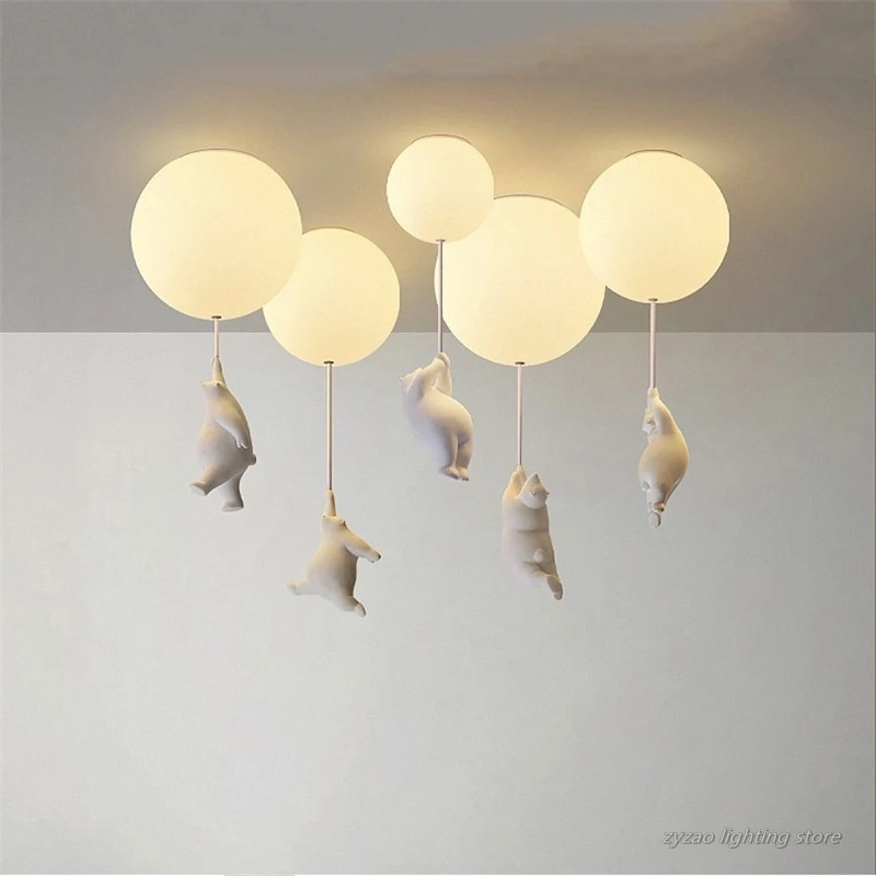 Baby Children's Room Cartoon Lovely Ceiling Lights Creative Bear Designer's Ceiling Lamps Restaurant Bedroom Decor Hanging Light