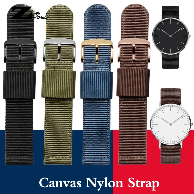 Watch Strap for Men Women Premium Nylon Watch Band with rose gold silver Black Stainless Buckle -18mm, 20mm,22mm,24mm