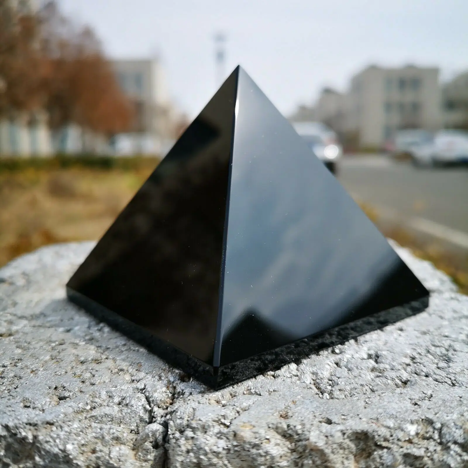 4-10cm Black Obsidian Healing Pyramid Natural Mineral Triangled Crystal Point wholesale