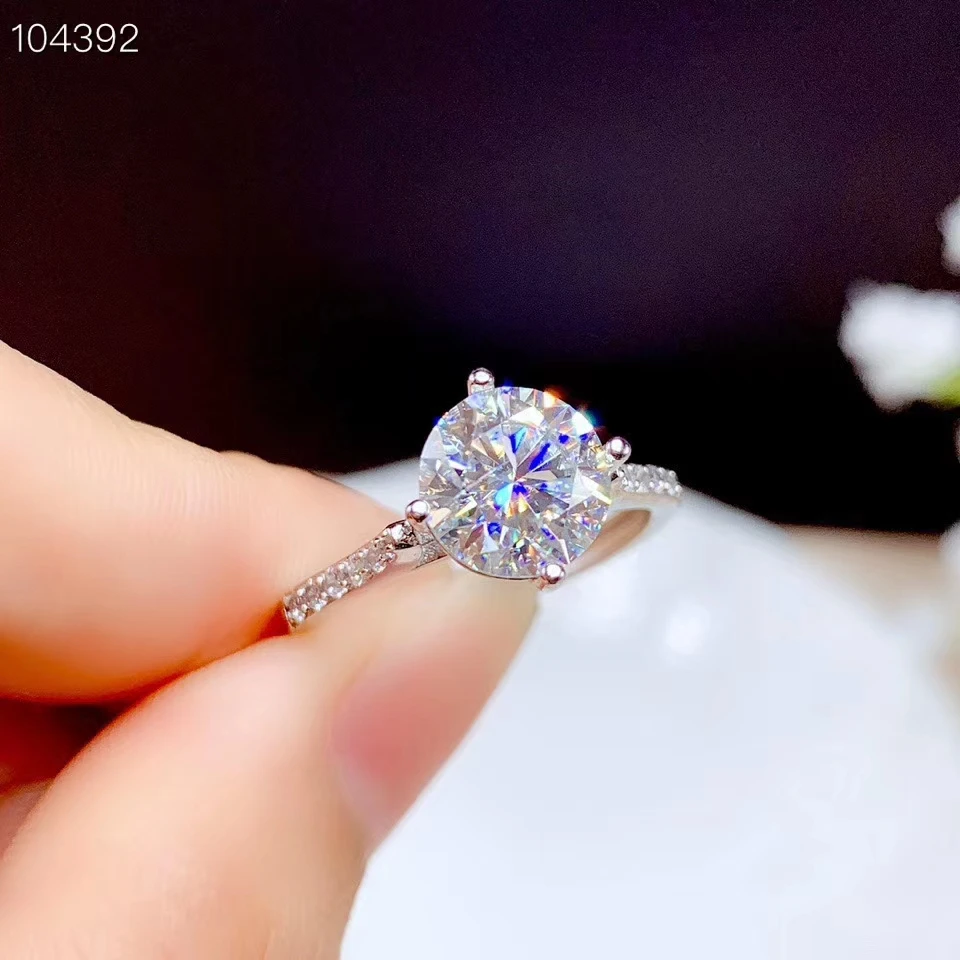 crackling moissanite ring for women jewelry engagement ring for wedding real 925 sterling silver 8*8mm size gem birthday gift