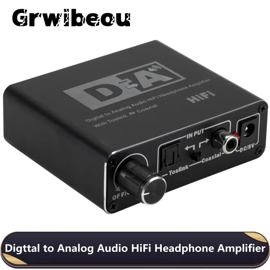 Digital To Analog Audio Converter HIFI DAC Amp Decoder 3.5mm AUX RCA Amplifier Adapter Toslink Optical Coaxial Output DAC 24bit