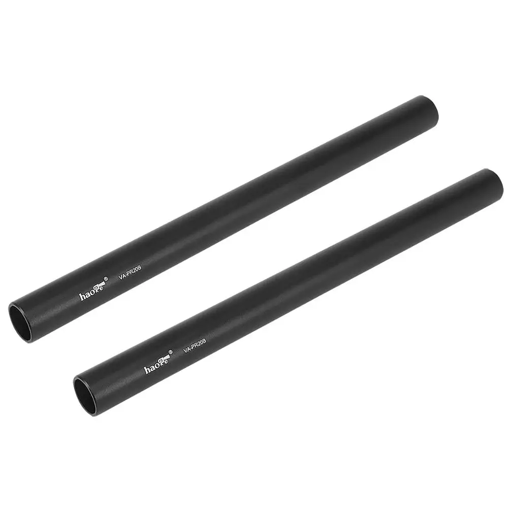 Haoge VA-PR20B 20cm (7.9 pollici) asta in lega di alluminio lunga 15mm aste con filettatura M12 per sistema di supporto per binario telecamera nero