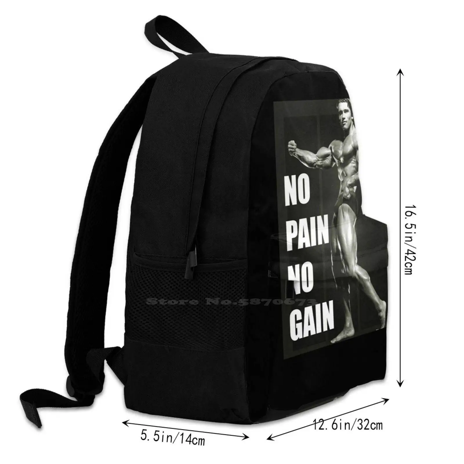 Schwarzenegger-No Pain No Gain! Trouxa para o estudante, portátil, saco do curso, para a escola, para o portátil