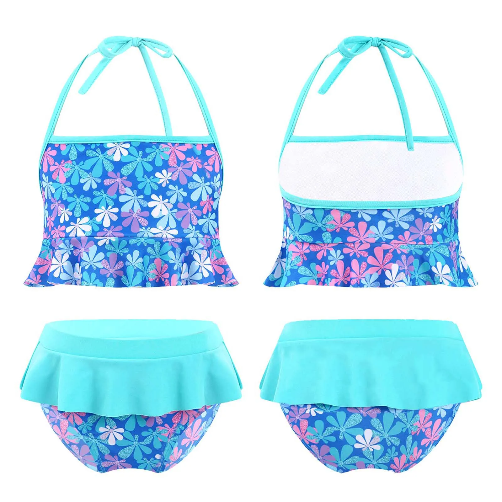 New 2021 Children's Swimwear Two Piece Floral Print Swimsuit for Girls Summer Bikini Sets Kids Swimsuit Lovely Beach Bathing Set