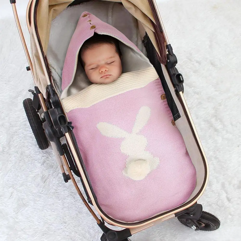 Warme Baby Fußsack Winddicht Kalt-Beweis Gestrickte Kleinkind Schlafsäcke Mit Taste Winter Kinderwagen Decke Wrap Mit Haube Für