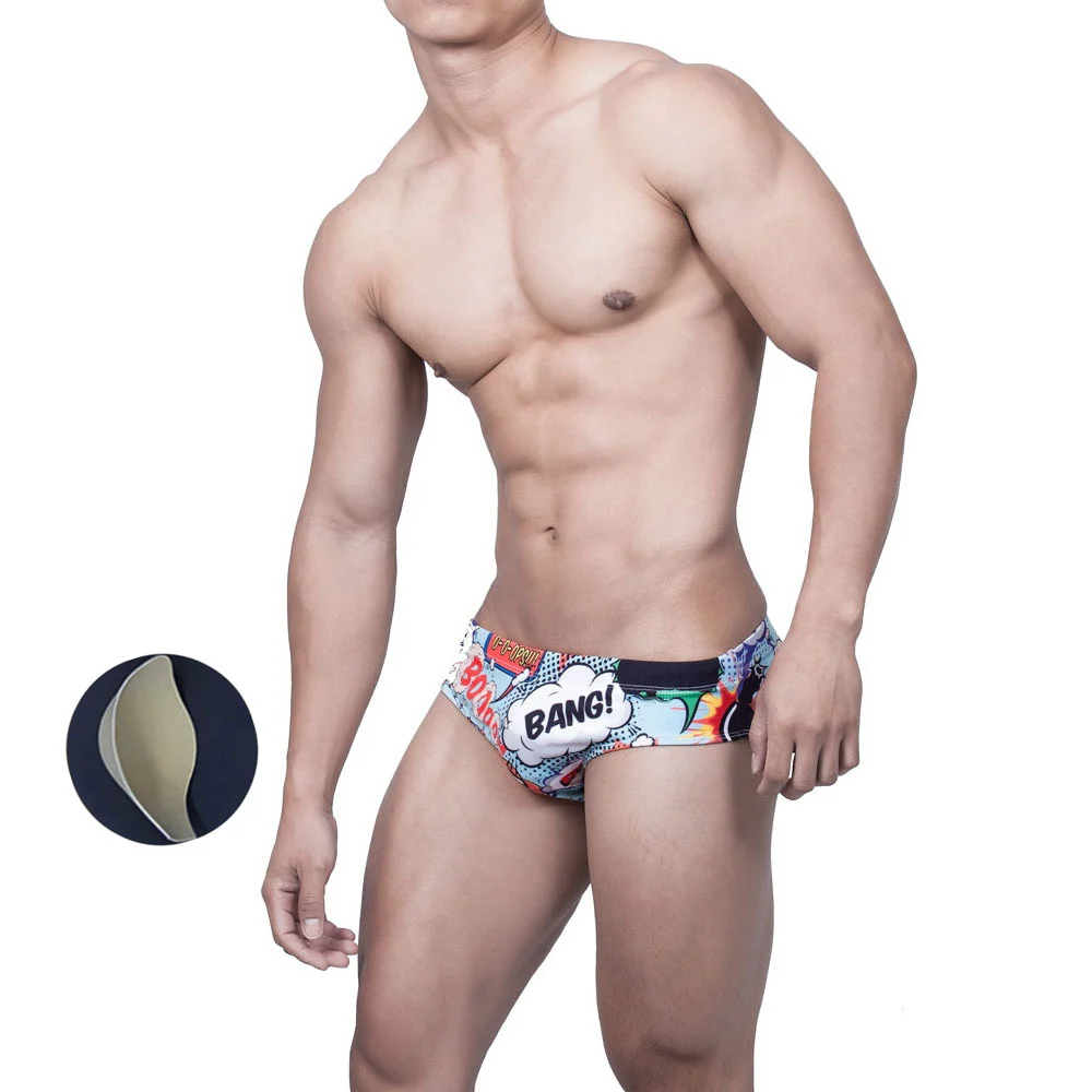 Padded Men Swimming Briefs Sexy Pouch Bulge Enhancing Push Up Cup Cueca Gay Swimwear Calzoncillos Hombre Slip Enlarge