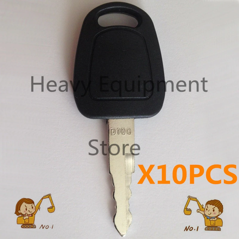 

10 PCS D100 Key For Deawoo Doosan Terex Bobcat E80 E900 ELI80-0125 110702-00151 Excavator # K1009605