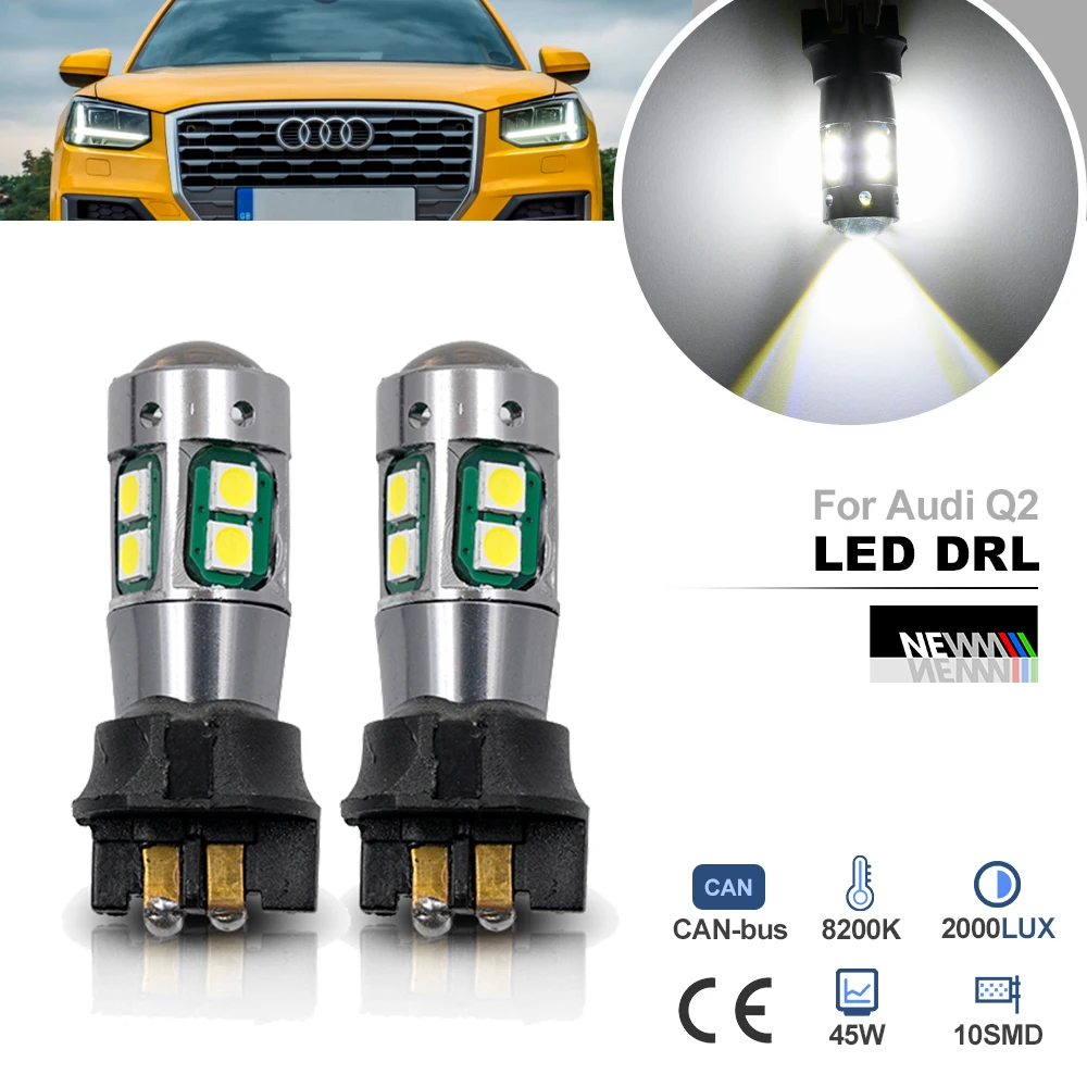 

For Audi Q2 2016-up Canbus Error Free PW16W PW24W PWY24W LED Daytime Running Light DRLs Bulb Headlamp Parking Lamps DLRs