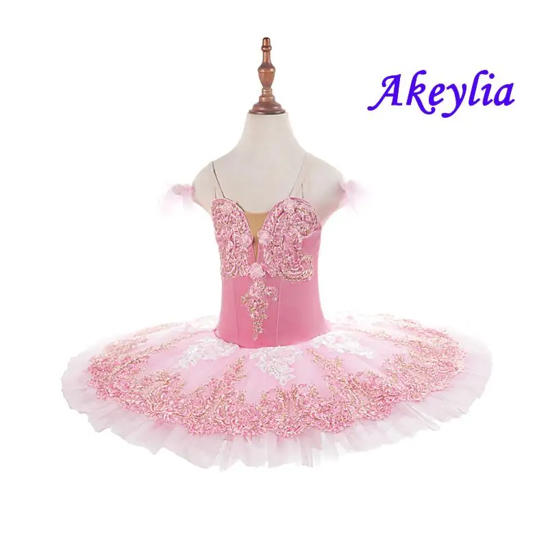 Women Sleeping Beauty Ballet tutu Pink pancake tutu girl performance stage costumes ballerina velvet 7 layers BLST20040