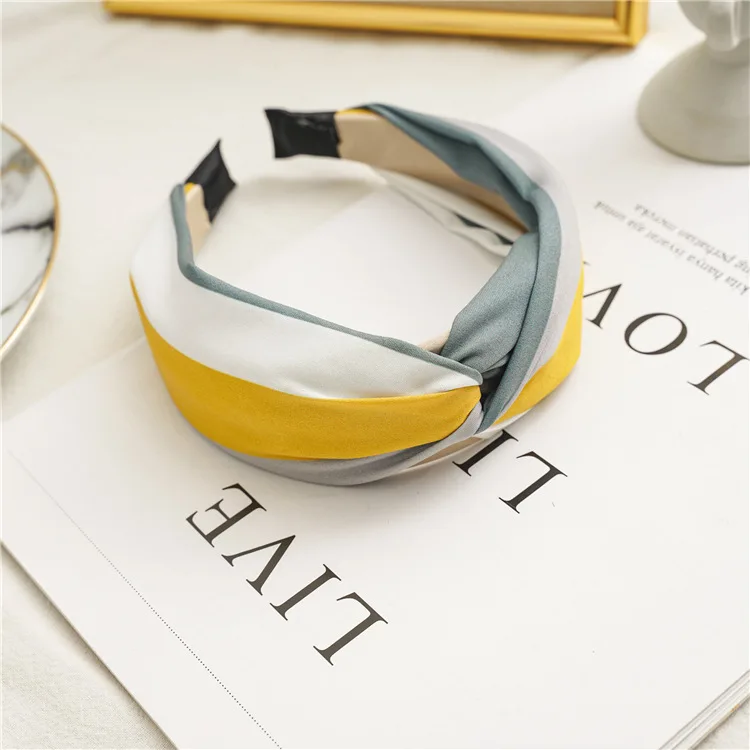 Breite Top Knoten Stoff Haarbänder Für Frauen Kontrast Farbe Tuch Stirnband Lünette Mädchen Haarband Hoop Weibliche Haar Zubehör – Detail 8