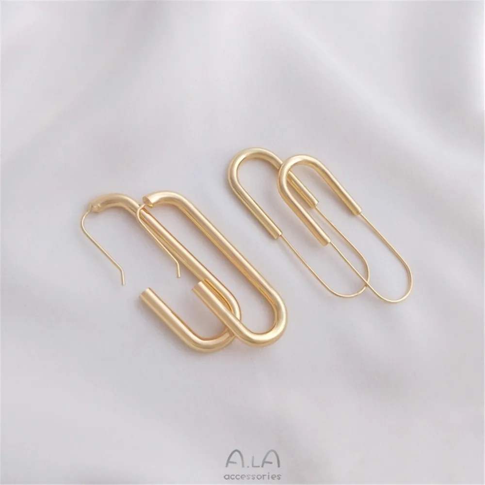 14K Gold-Plated สีรักษายาวหูต่างหู Pin DIY ทองแดงชุบทองแฟชั่นอินเทรนด์หูอุปกรณ์เสริม