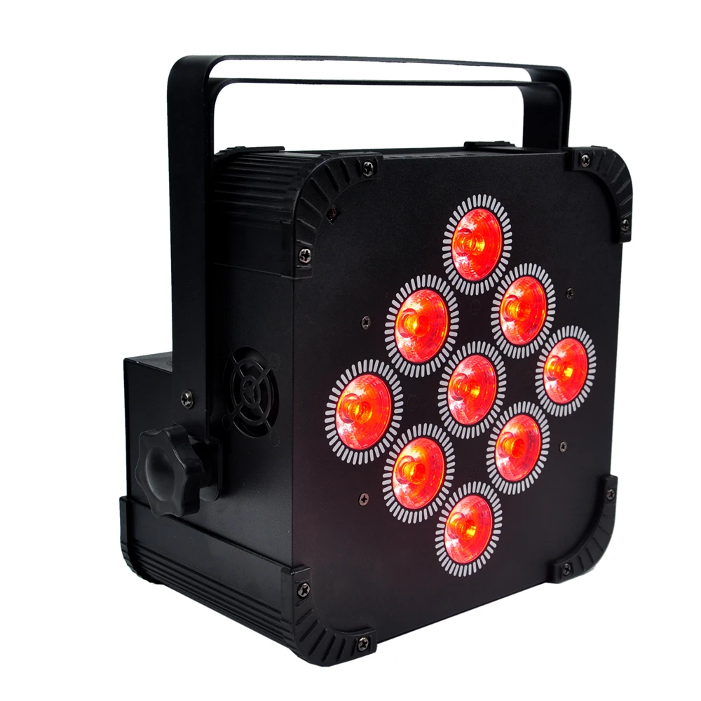 Freeshipping Battery Powered 9x18W RGBWA Purple LED Display Wireless Remote IR Led Par Light Black Case Full Color TP-B0918A