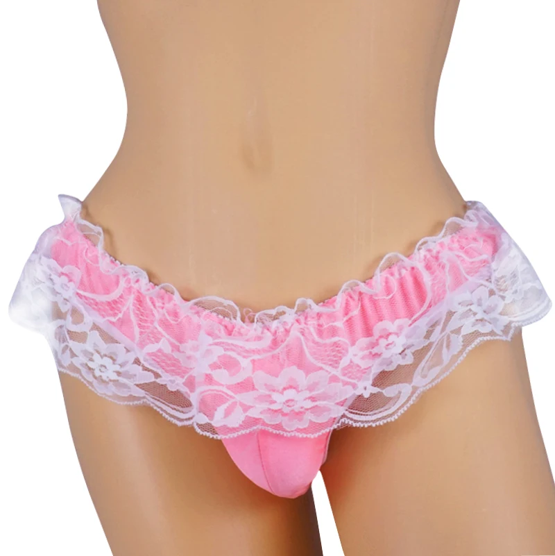 Men\'s Underwear Lace underpants male panties Shorts Porno Pussy Pants Adult Sissy Maid Lace Shiny Bikini Thongs jockstrap