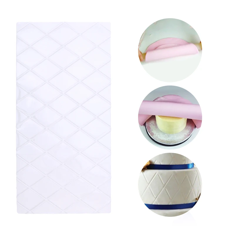 FAIS DU 4pcs/Set Grid Transparent Texture Mat Fondant Cake Plaid Embossed Baking Texture Decoration Mold Cake Tools