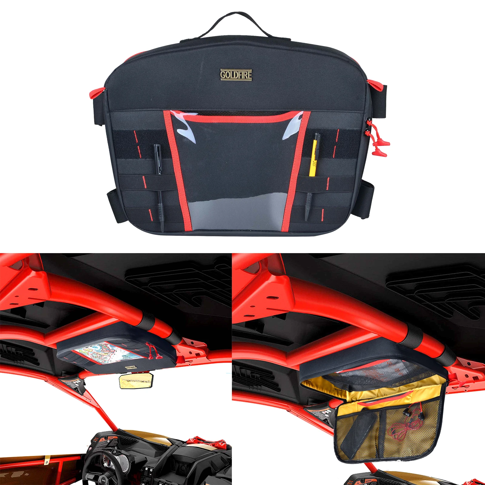 UTV x3 Max Overhead Storage Bag, Top Roof Side Pocket Head Pad Accessories Fits Can Am Maverick X3 Max 2017 -2023