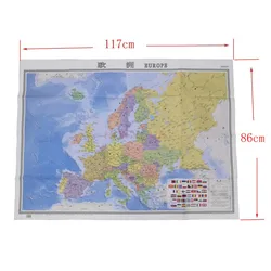 Mapa de pared del mundo de europa, mapa del mundo en chino e inglés, mapa de los países más populares, mapa de viaje de Europa