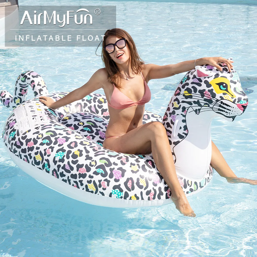 AirMyFun Inflatable Giant Leopard Pool Floats, Beach Lounge Raft Decorations Toys for Adults Kids